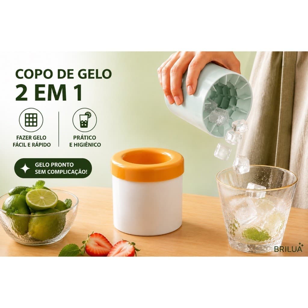 Forma De Gelo Em Silicone 2 Em 1 Mini Balde De Gelo Compacto Com Tampa Fácil De Desenformar