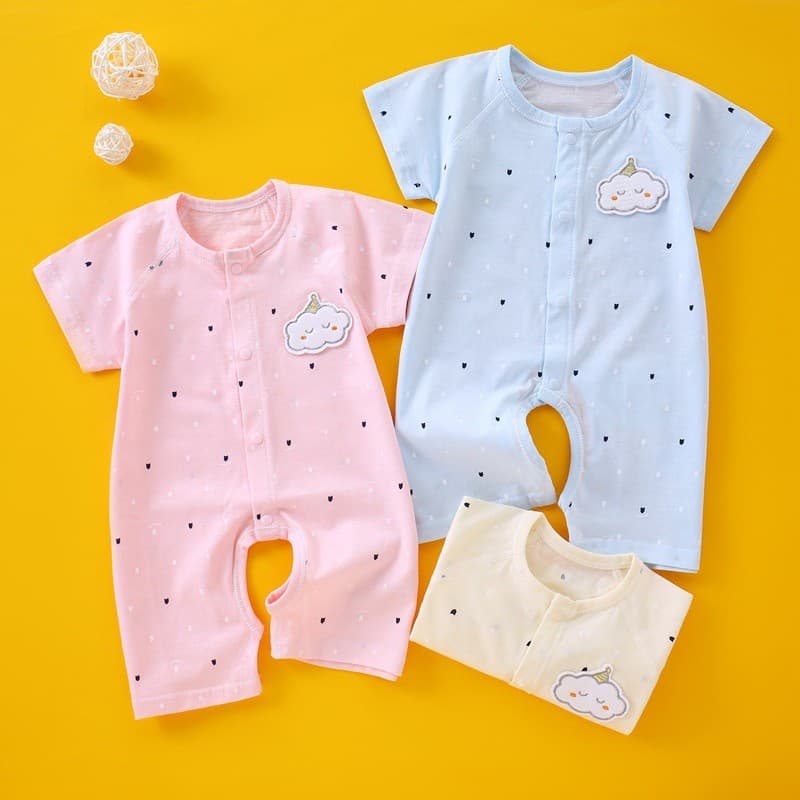 Macacão de bebê puro algodão desossado classe A verão fino manga curta roupas recém-nascidos macacão de bebê pijama maca
