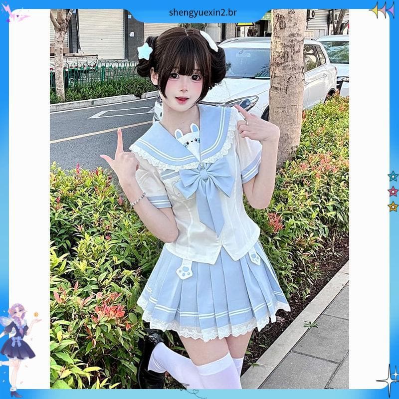 Doce mordiscando jk Original querida coelho bonito genuíno uniforme de manga curta uniforme de marinheiro mais magro olh