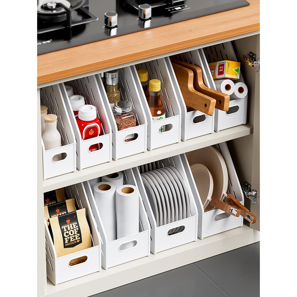 Caixa de armazenamento de cozinha armário organizador caixa doméstica boca oblíqua tempero lanches utensílios de cozinha