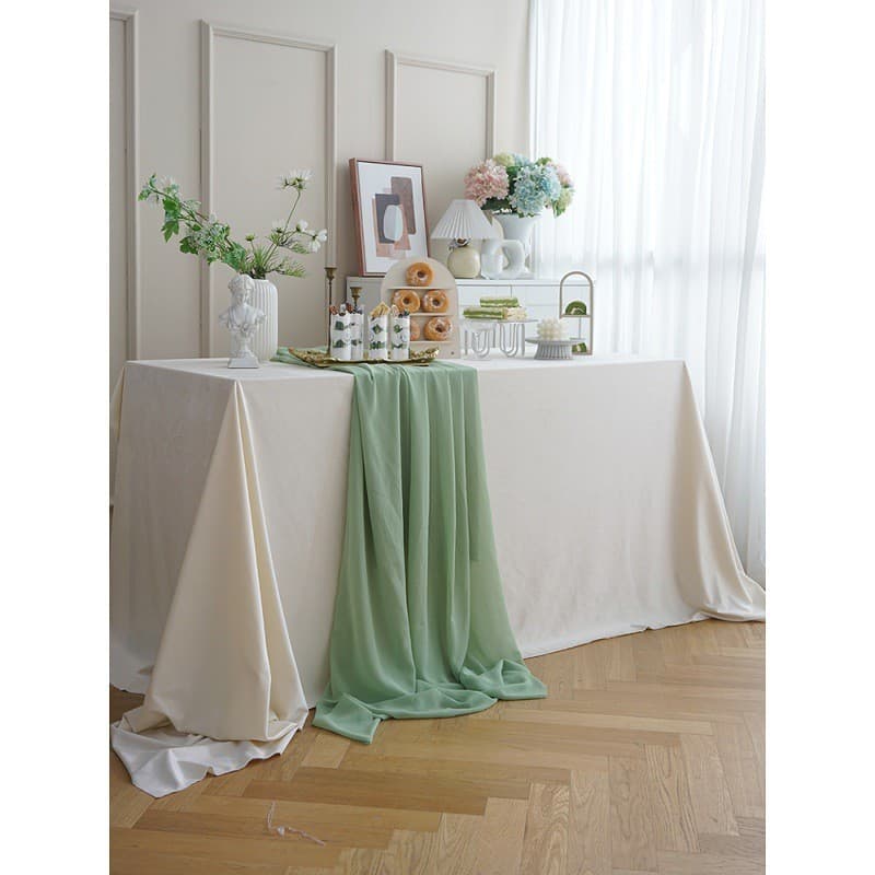 Mori série puro verde bege sobremesa toalha de mesa veludo europeu ao ar livre casamento festa aniversário chá Break mes