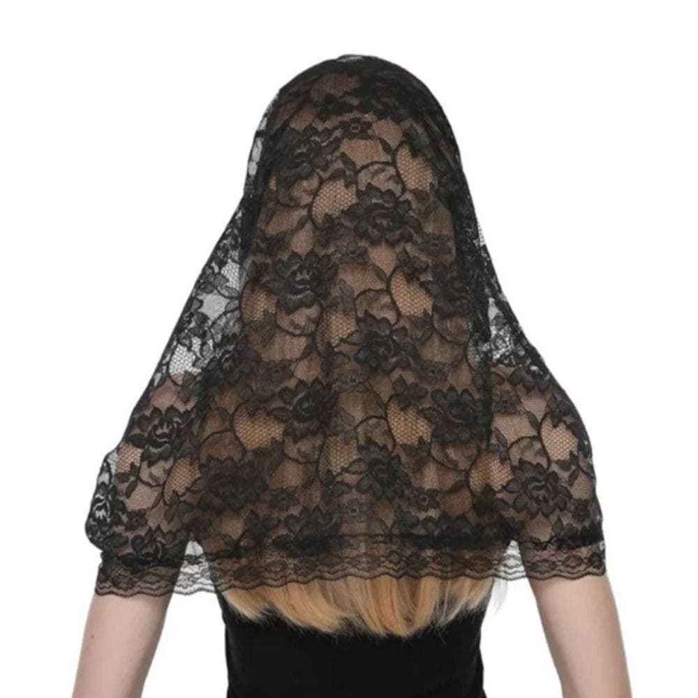 Véu De Renda  , Mantilla De Noiva Preto E Branco , Cocar De Xale De Igreja Em Massa Latina Bordado Fino Tradiciona