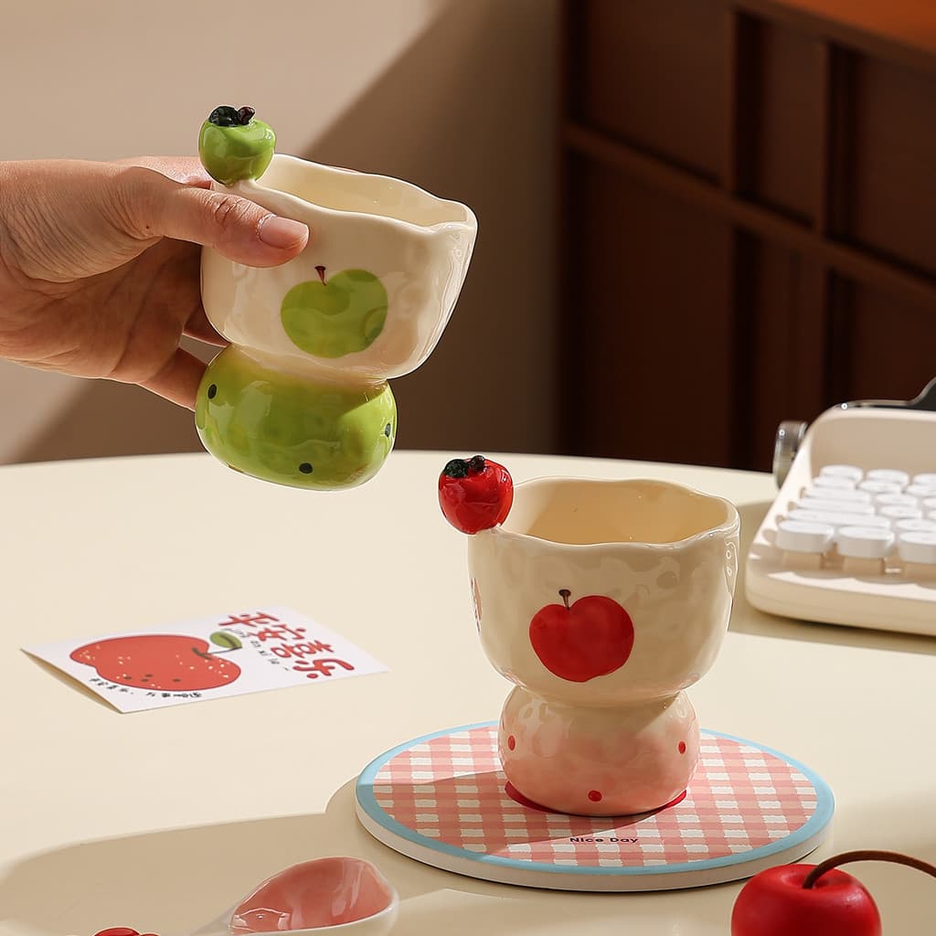 Pires de xícara de café para casal colorido Underglaze | Copo de cerâmica pintado à mão de alto valor, lembranças dedica