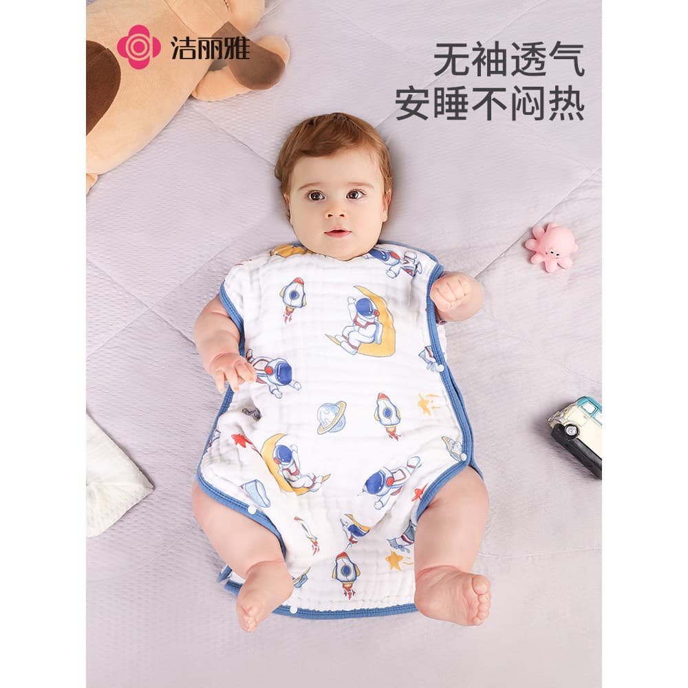 Jieliya bebê saco de dormir puro algodão gaze bebê algodão colete proteção da barriga primavera outono inverno recém-nas