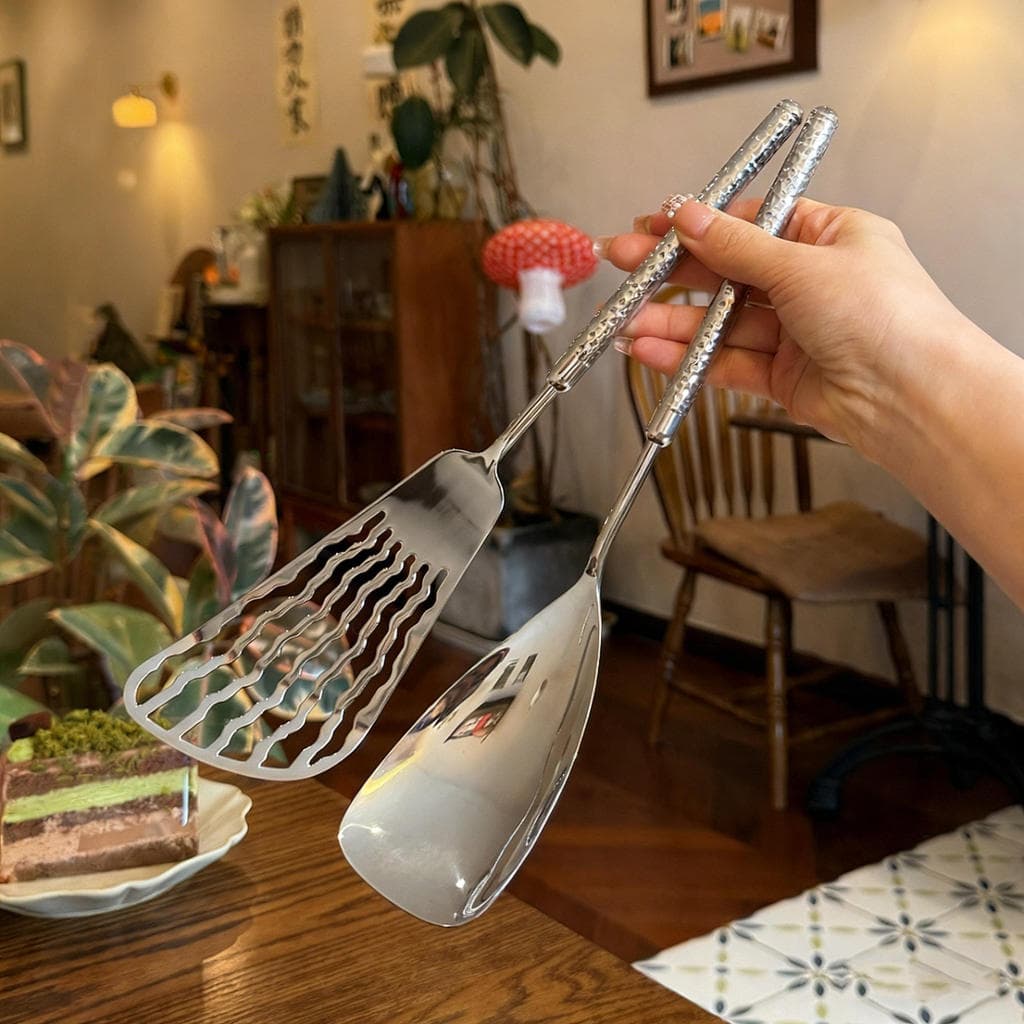Vendas diretas da fábrica de aço inoxidável utensílios de cozinha espátula sopa dreno colher jantar restaurante Amazon 3
