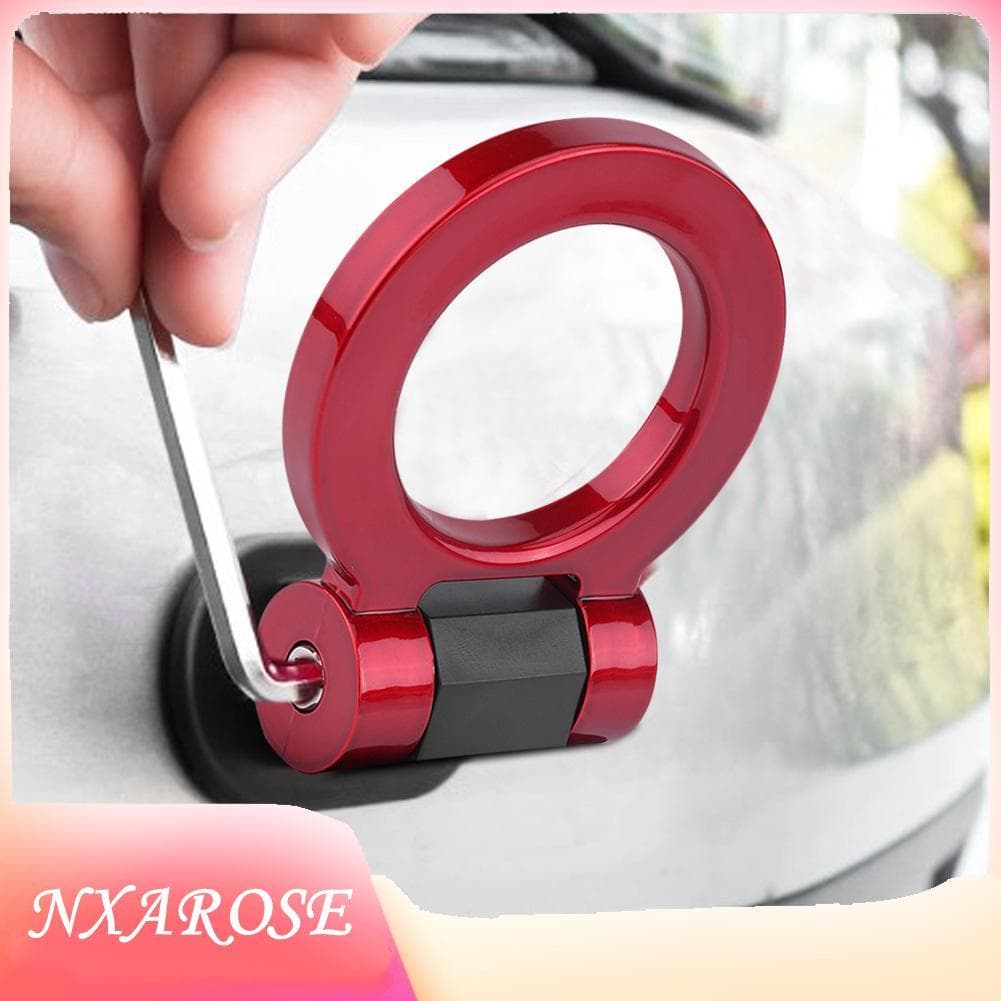 Nxarose Anel redondo de ganchos de reboque adesivos universais para carro e trailer (vermelho)