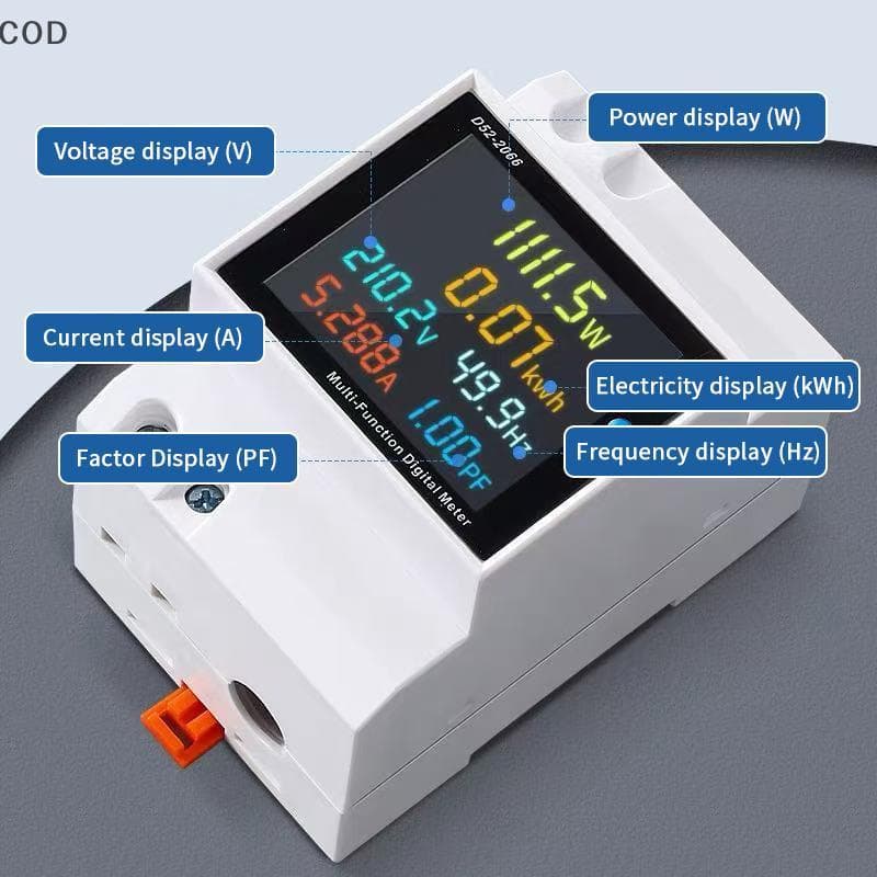 [YMC] Monitor AC Em Trilho Din 6 1 110V 220V 380V 100A Tensão Atual Fator De Potência Active KWH Medidor De Frequência D