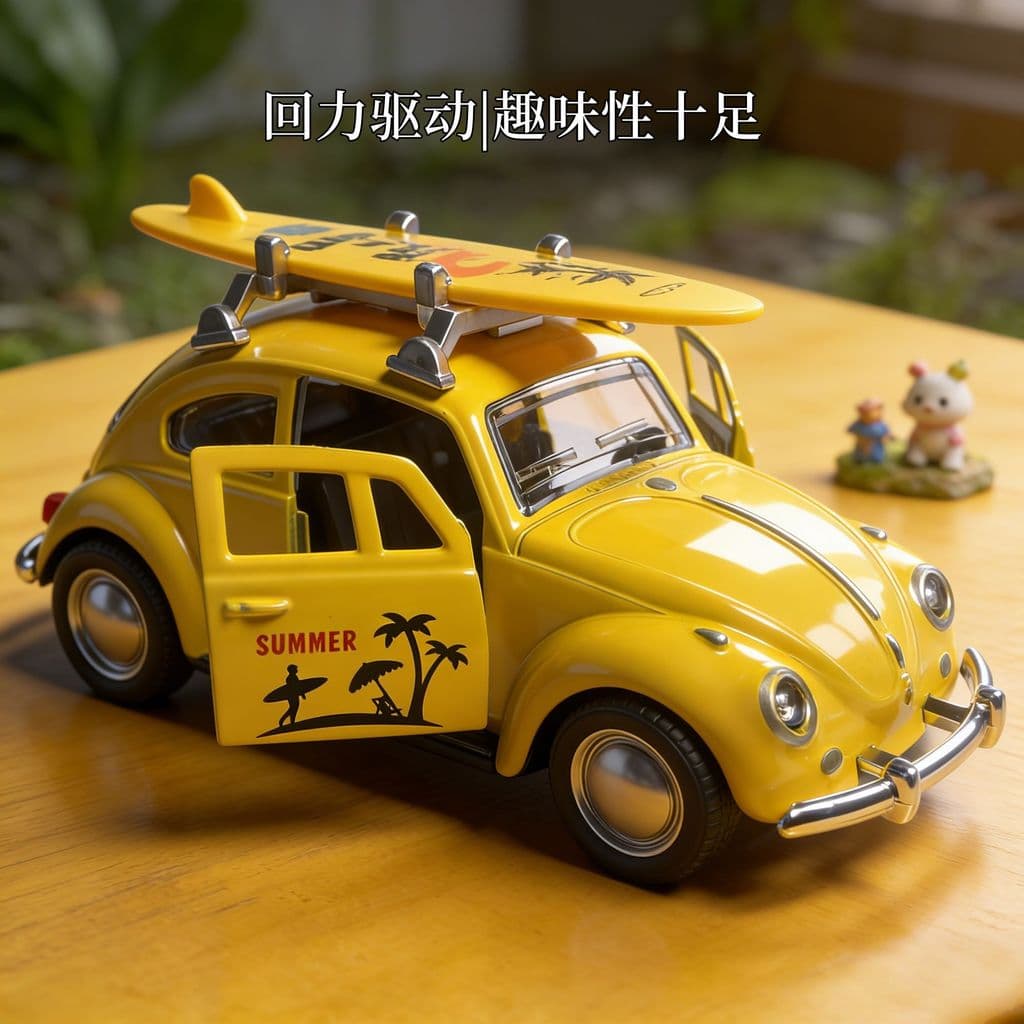 Modelo de Carro Retro Beetle em Liga Metálica em Escala 1:36, Brinquedo Popular no Exterior para Meninos e Crianças, Orn