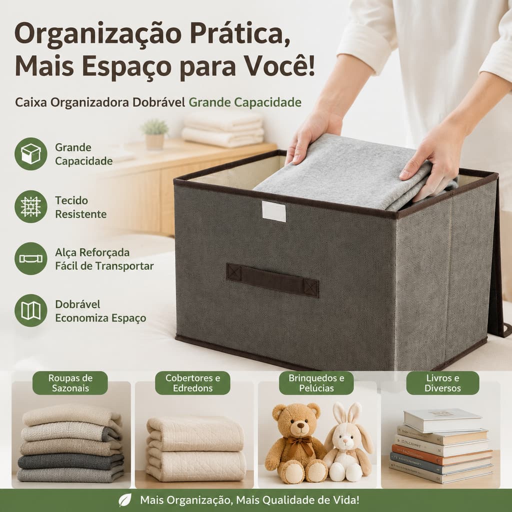 Kit 3 Caixas Armazenamento Organizadora Multiuso Empilhável Com Tampa Anti Poeira Material Resistente