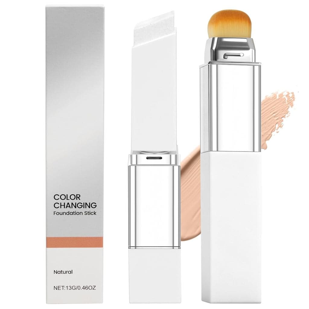 Bastão de Base com Mudança de Cor e Volufiline - Base Hidratante e Corretivo, Dupla Face com Pincel Integrado, Portátil