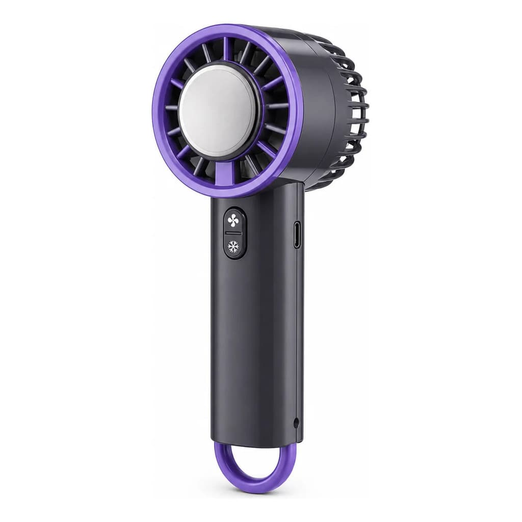 Mini Ventilador Com Refrigeração Gelo Portátil Silencioso Cinza