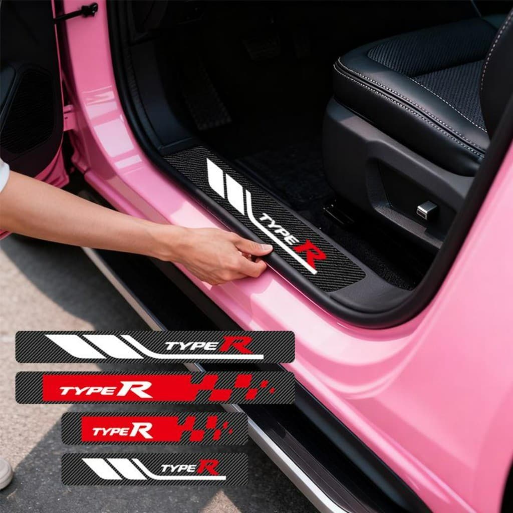 Kit 4 Peças Autocolante Adesivo De Soleira De Porta Automotiva Acessórios Para Carro For Honda Type R Civic Performance