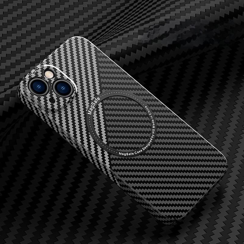 Capa de telefone de fibra de carbono IPhone16Promax Apple 15 magnética magsafePC capa dura protetora