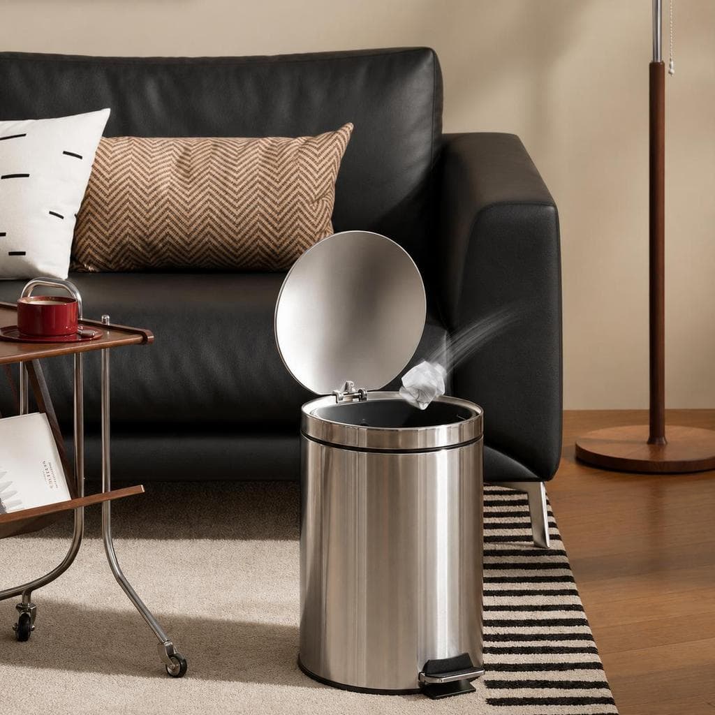 Lixeira Inox com Pedal e Tampa, Cesto de Lixo Moderno para Banheiro Cozinha Quarto e Escritório
