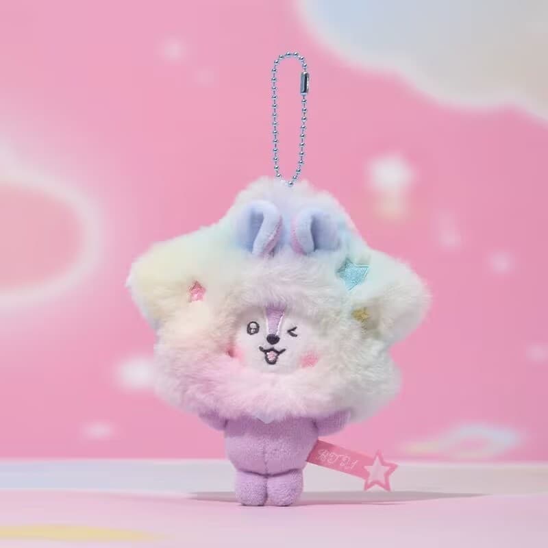 BTS BT21 Pingente de chave de pelúcia Galaxy Series Tie-Dye Boneca Chaveiro Pingente
