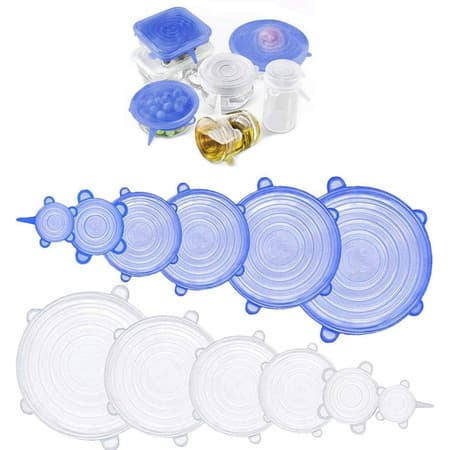12 Pieces Silicone Pot Lids Universal Reusable Elastic Silicone Lids Rotundity