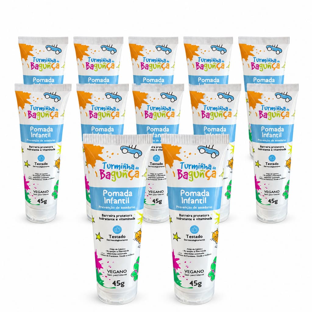 Kit 12 Pomadas Assadura Infantil 45g | Protege e Trata Bebê – Turminha da Bagunça
