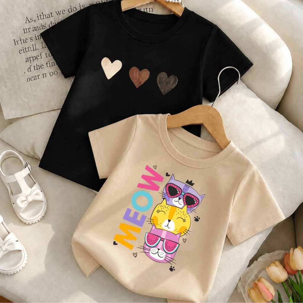 Kit 2 camisetas Infantil Delicadas estampadas t-shirts infantil 2 ao 16!