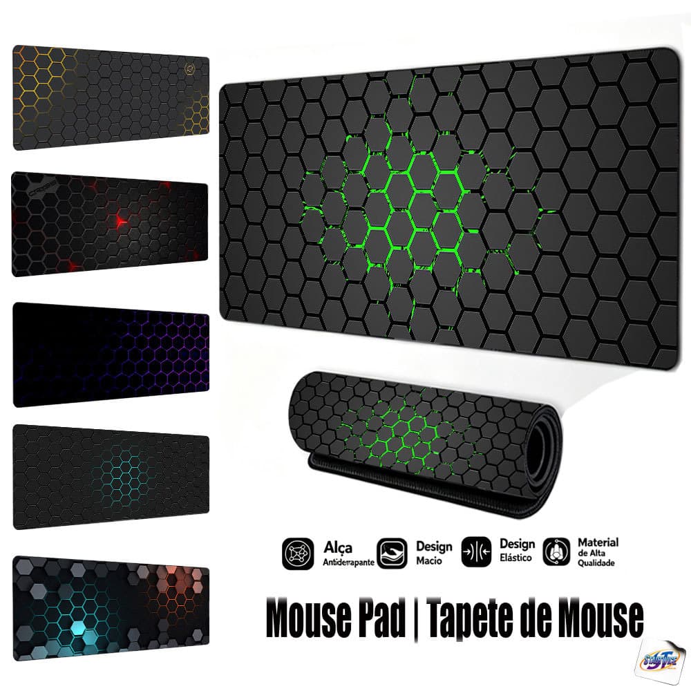 Mouse Pad Gamer Tapete de Mouse 80x30cmPadrão Favo de Mel Base de Borracha Antiderrapante Borda Costurada FPS Escritório