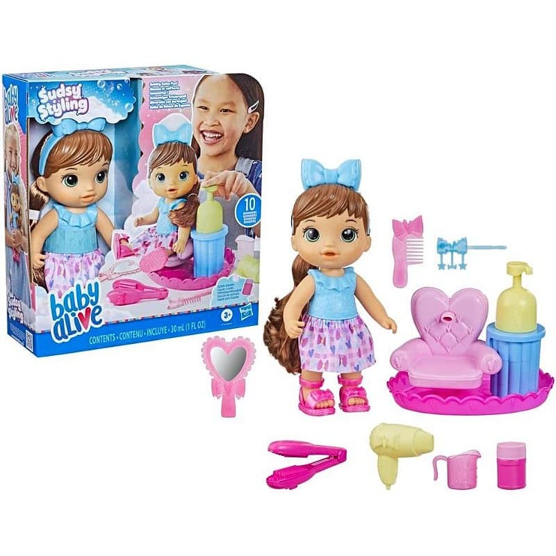 Boneca Baby Alive Sudsy Styling Cabelos Castanhos - F5113 - Hasbro