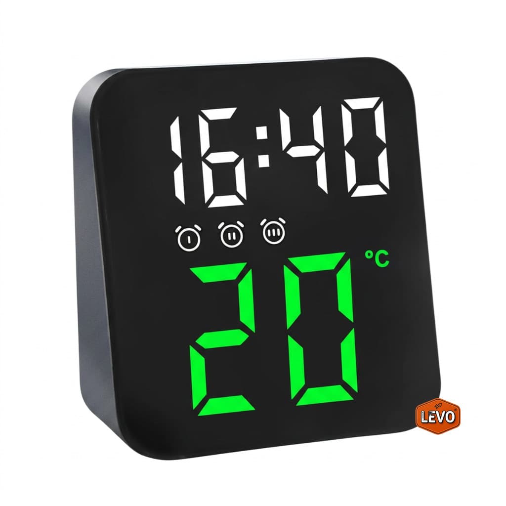 Relógio Despertador Digital de Mesa Display LED com Temperatura USB ou Pilha Quarto Escritório Sala