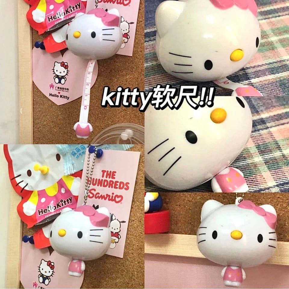 Fita métrica retrátil de cabeça grande fofa Hello Kitty Régua macia