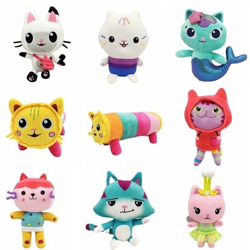 Novo Gabby Dollhouse Toy Mercat Cartoon Animais Recheados Sereia Gato Bonecas Kids Baby Birthday Gifts