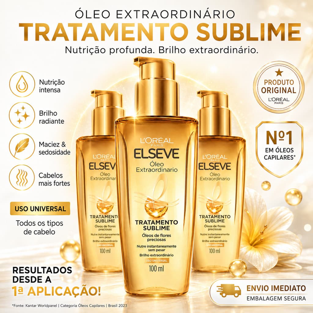 Óleo Capilar Elseve Extraordinário Tratamento Sublime 100ml – Nutrição e Brilho