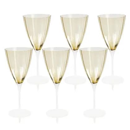 Jogo 6 Taças para Vinho Tinto Bege Translúcido 23cm Vidro - Coleção Lucatti