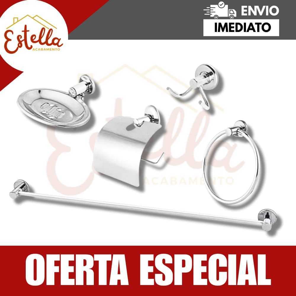 Kit Stander 5 Peças Cromado Acessórios Para Banheiro