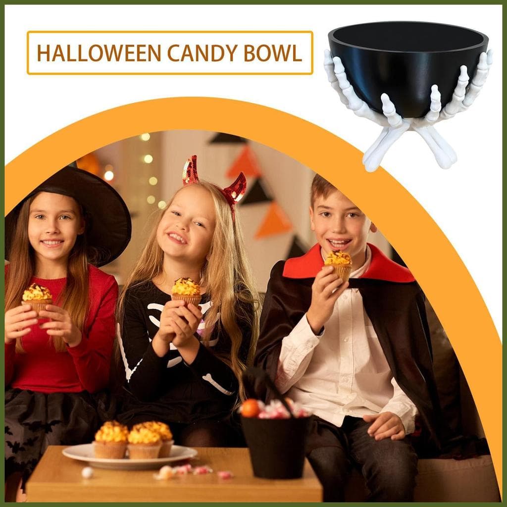 Tigelas De Halloween Para Doces , Truque Ou Travessura , Esqueleto Decorativo Removível , Mão , Festival , Lanche , Tige