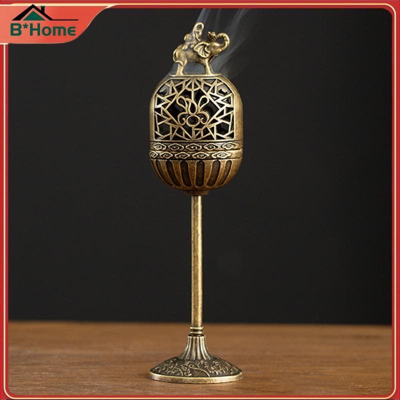 BHTH Queimador De Incenso De Liga Vintage Sti Holder Três Pernas Vazadas Mini Sândalo Decoração De Casa ~