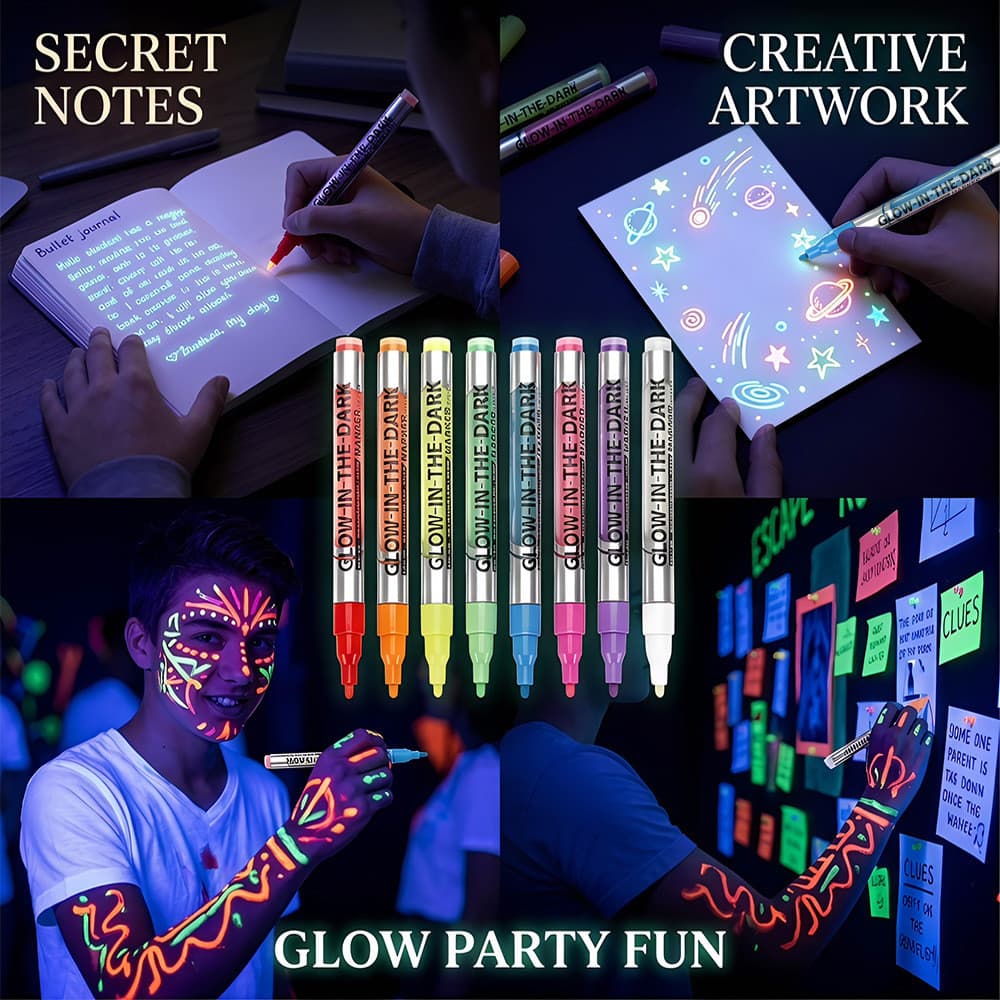 8 cores luminosa ultravioleta iluminador pintura corporal Graffiti caneta festa escura marcador luminoso DIY manual cane
