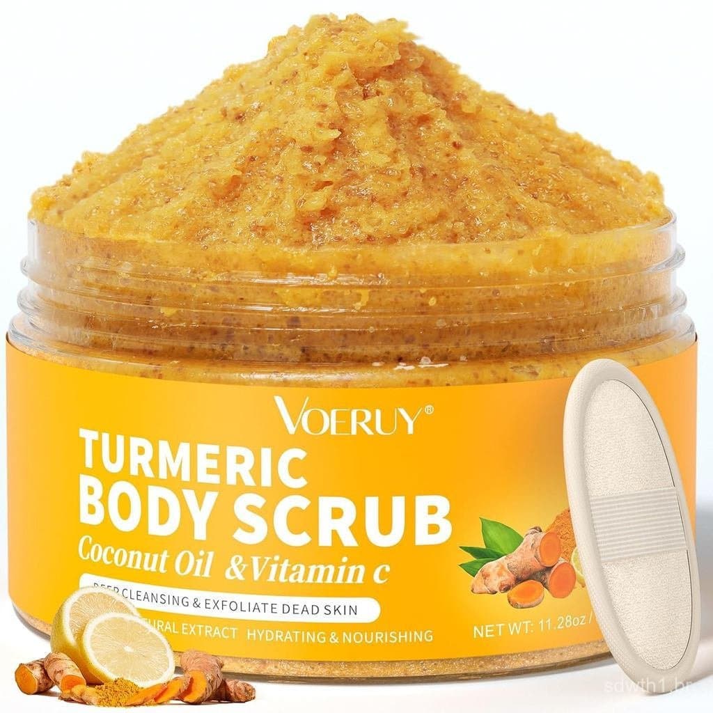 Esfoliante corporal, esfoliante corporal de açafrão, contém óleo de coco e vitamina C, esfoliante para a área do biquíni