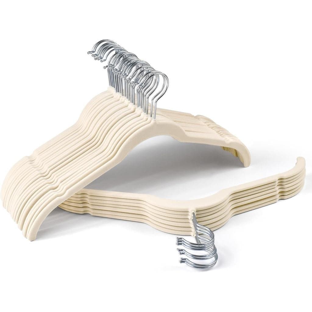 Cabides de Veludo Premium Sishynio, Pacote com 30, Antiderrapantes 360 °   Cabide Fino de Feltro com Gancho Giratório, C
