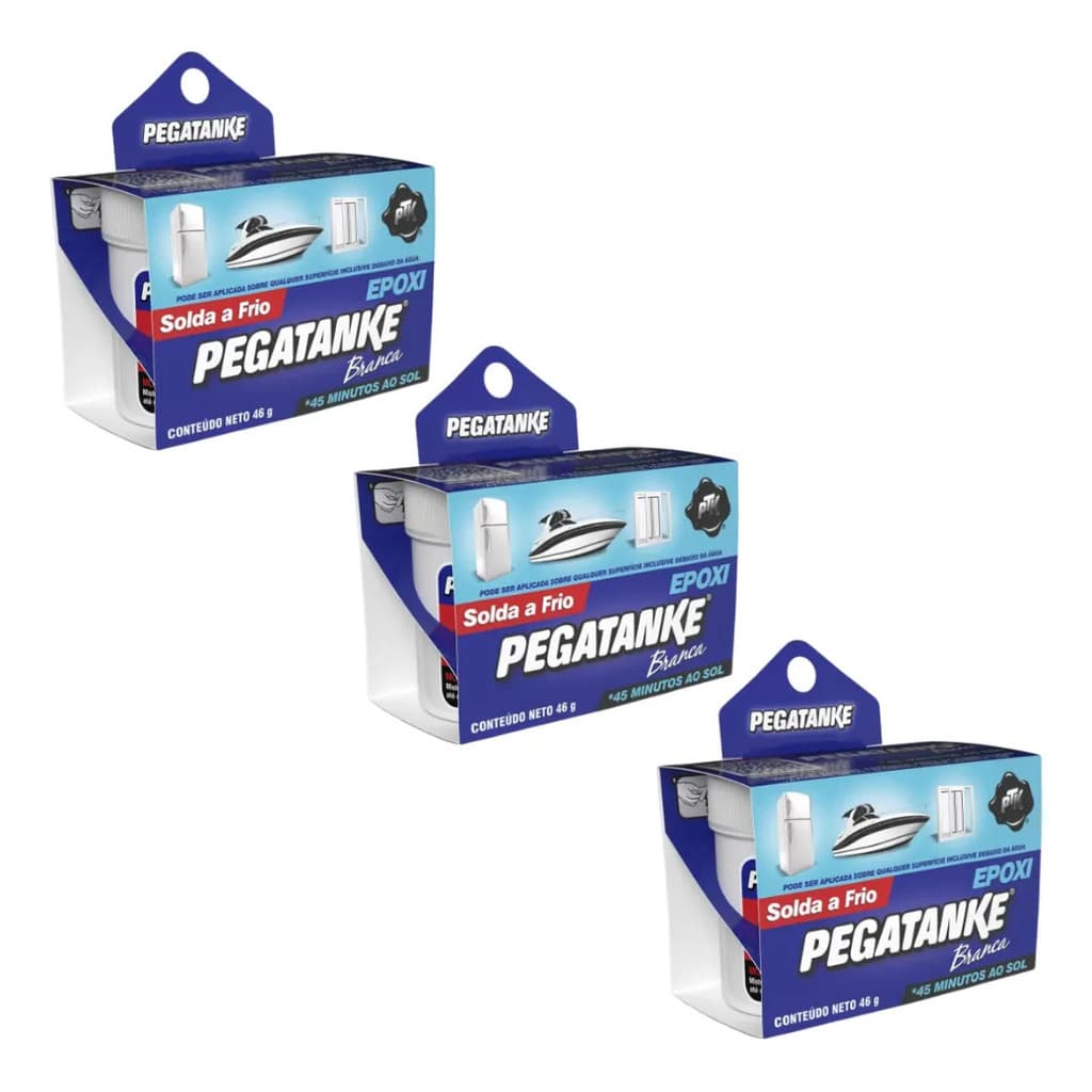 Cola Epoxi Solda Pegatanke 250°c Branco Suporta 200kg 3un