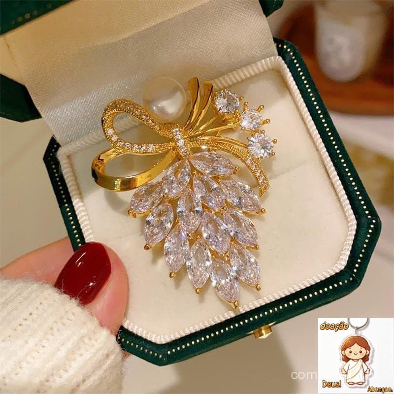 Moda Hoje Strass Cristal Arco Pérola Broches Roupas Femininas Casaco Jóias Acessórios Presentes .