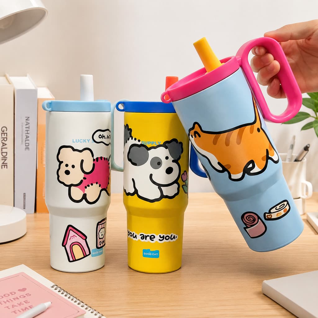 Garrafa Térmica Infantil 750ml Inox 304 com Canudo, Mantém Água Quente e Gelada, Compatível com Bolsa para Copo
