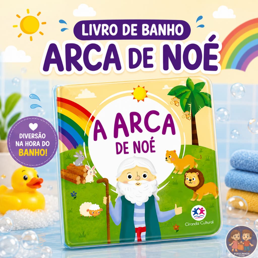 Livro De Banho Arca de Noé Brinquedo Infantil Educativo Impermeável Capa Mole Prova D’Água BPA Free