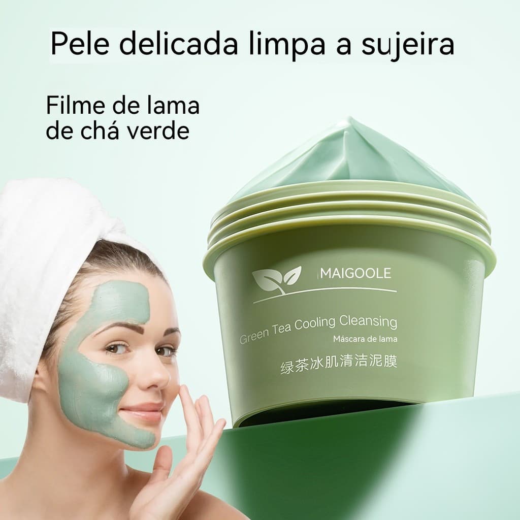 Máscara de Argila Purificante de Chá Verde MIKI, Máscara de Lama para Limpeza Profunda e Desobstrução de Poros, Tratamen