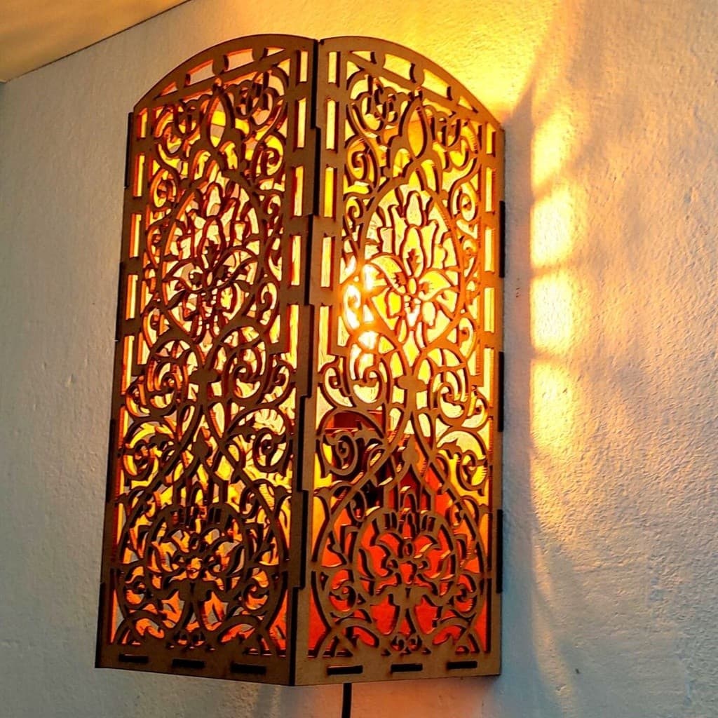 Arandela de Parede MDF Preta Completa E27 32cm Decoração Moderna Sala Quarto Corredor Varanda