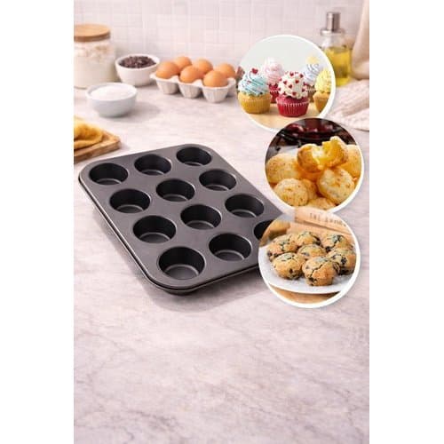 Forma Para Cupcake e Pão de Queijo 12 Cavidades Antiaderente Aço Carbono BakeVita™