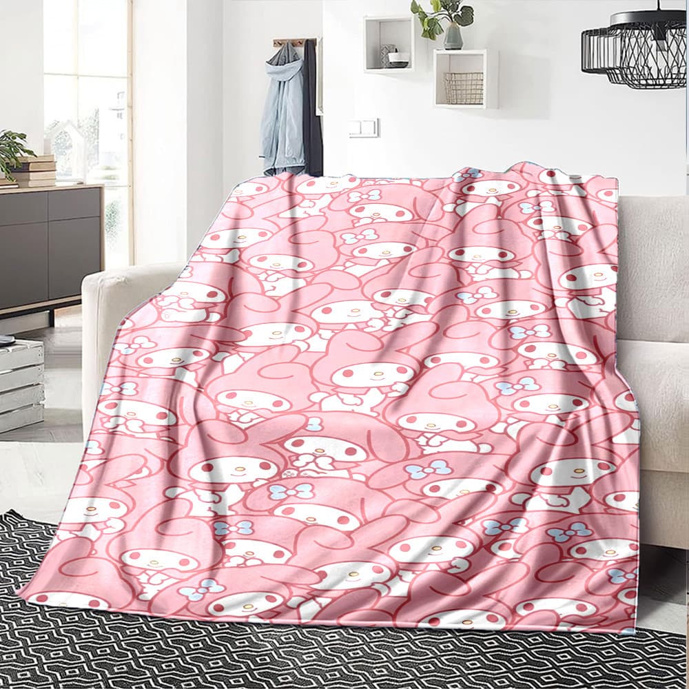 Cobertor Estampado Sanrio My Melody Para Decoração De Casa De Flanela Macio Quarto , Sala De Estar , Sofá-Cama