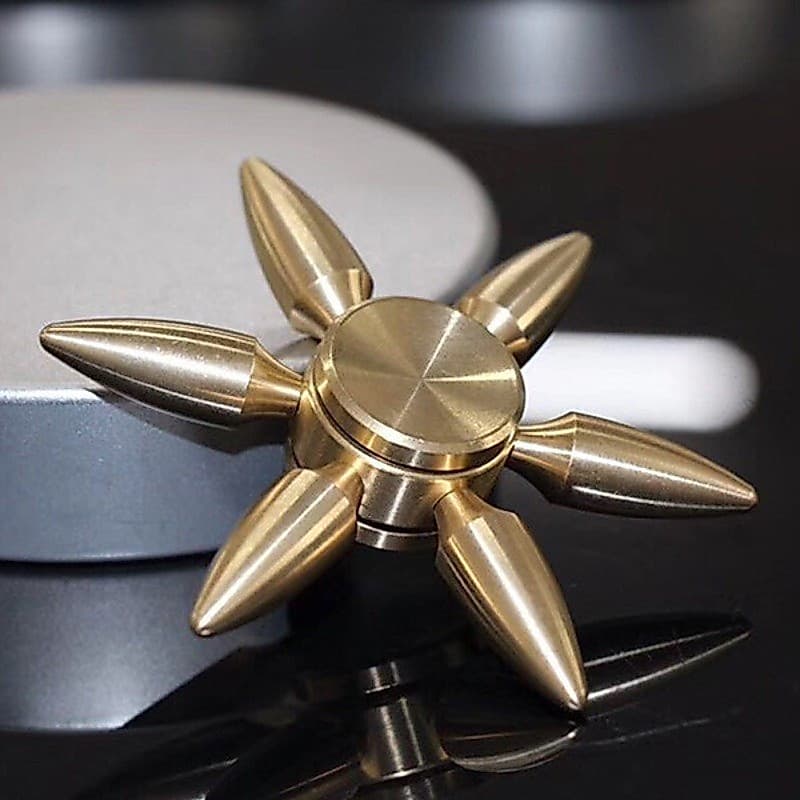 Brinquedo requintado de engrenagens manuais totalmente em cobre, spinner de liga metálica EDC com corrente de nove dente