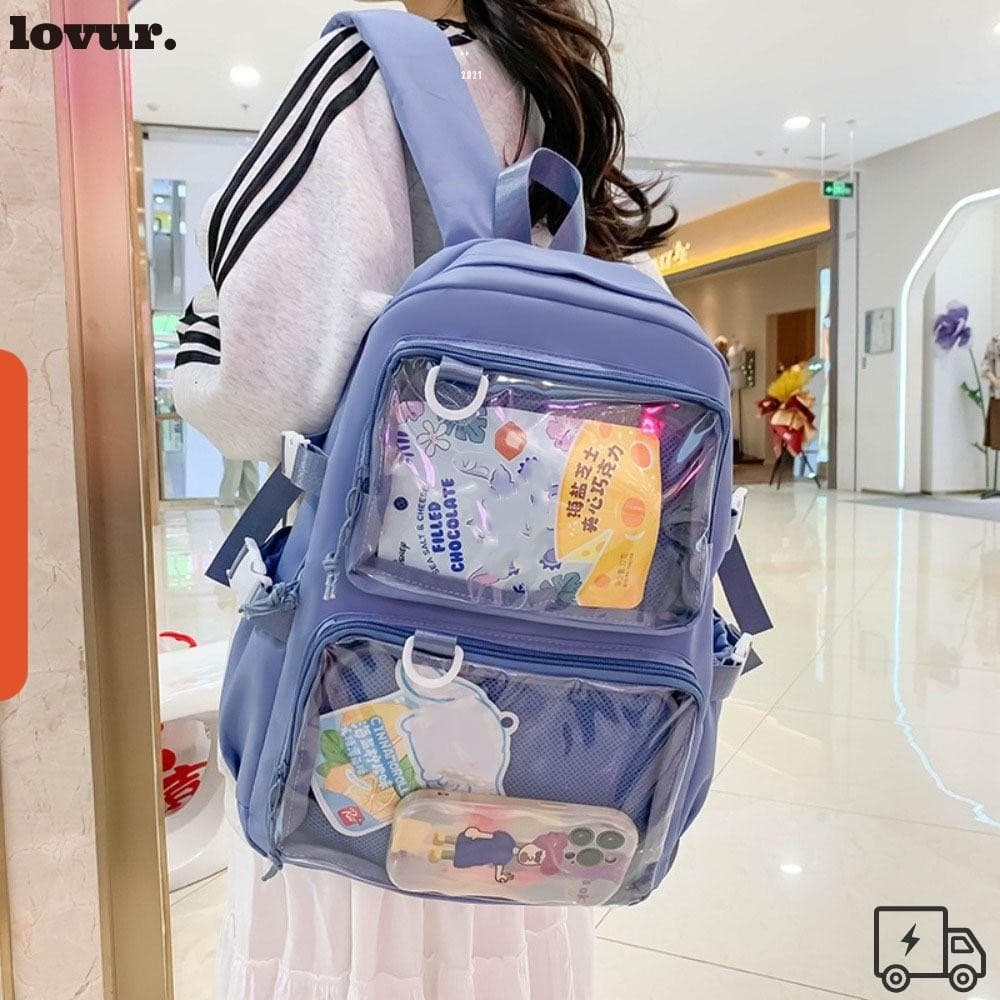 (w) Mochila LOVUR , Bolsas Escolares Kawaii Com Dois Bolsos , Itabag De Grande Capacidade Para Estudantes Universitários