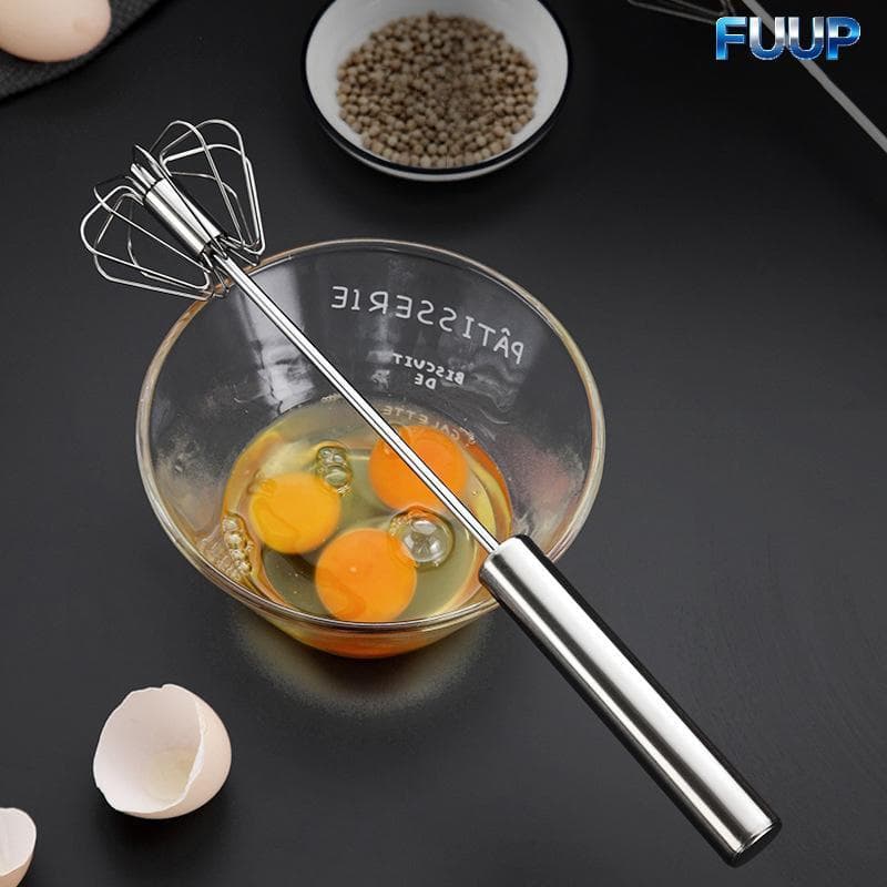 FUUP 304 Batedor De Ovos De Aço Inoxidável Semi Automático Manual Misturador Agitador Giratório Acessórios De Cozinha Fe