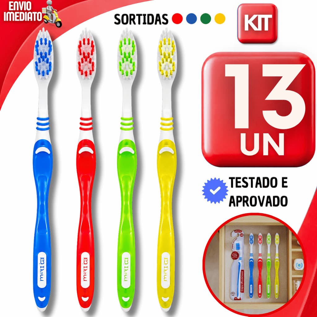 KIT ESCOVAS DENTAIS ADULTO CERDAS MACIAS COM LIMPADOR DE LÍNGUA CORES VARIADAS PARA HIGIENE ORAL