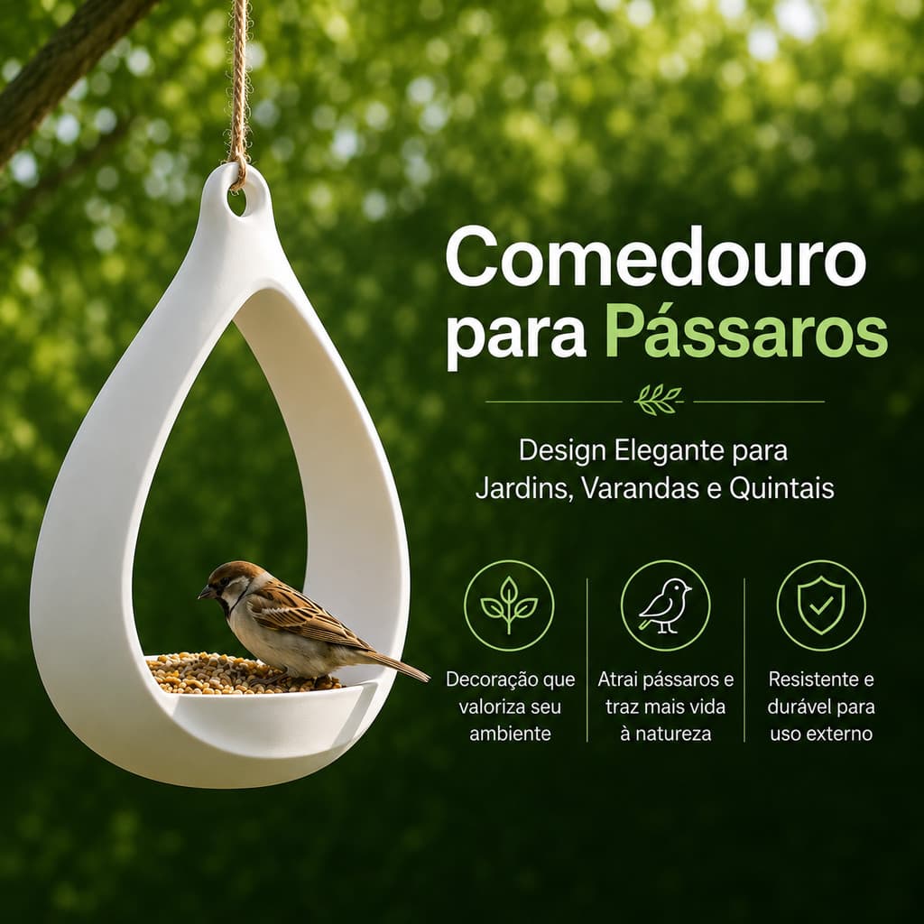 Alimentador Suspenso para Pássaros Teardrop Minimalista Comedouro Decorativo Jardim Varanda