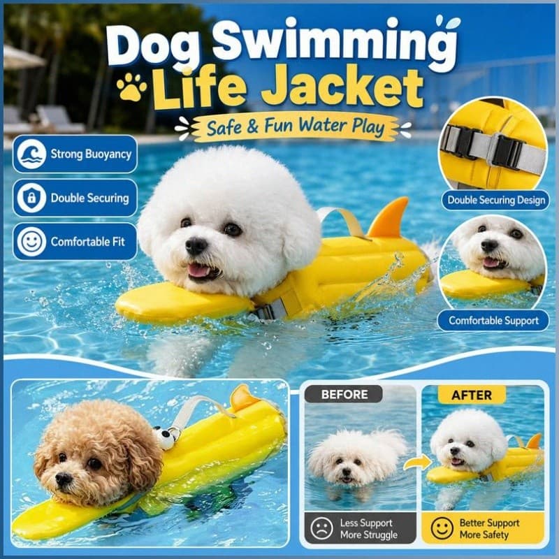 [Segurança Ajustável] Dog Life Jacket for Small Pets | Colete de Natação para Cães/Flutuabilidade Confortável/Piscina/Pr