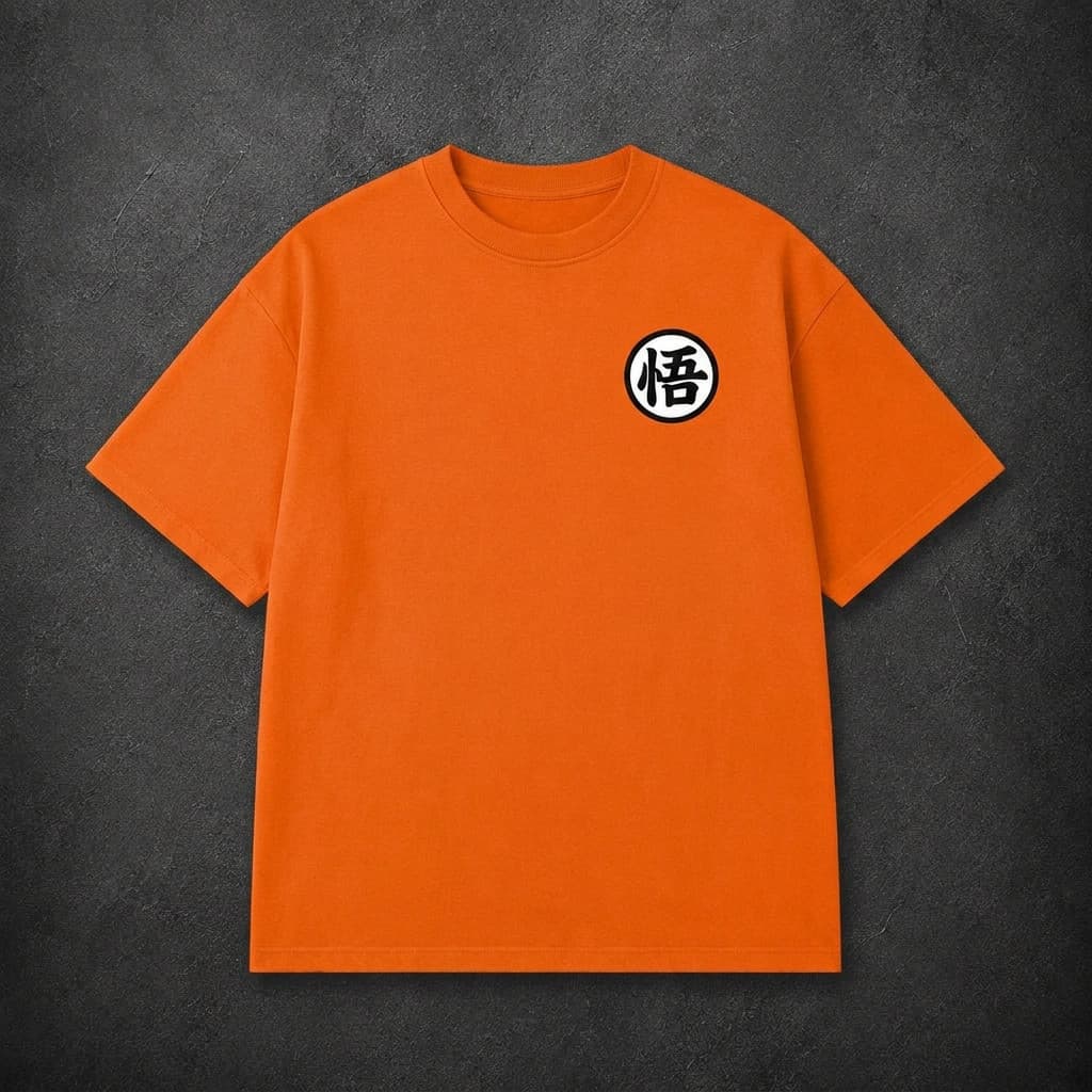 Camisa Goku Kanji Símbolo Dragon Ball Anime Geek Algodão Penteado Unissex Camiseta Streetwear